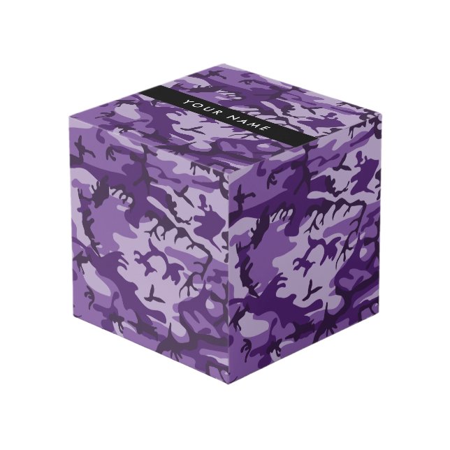 Purple Camouflage Your name Personalise Cube (Front Angled)