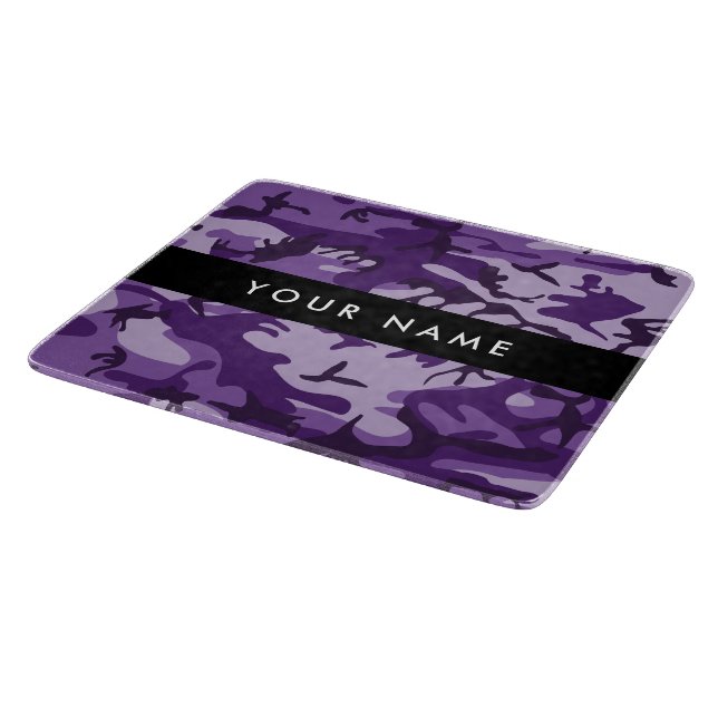 Purple Camouflage Your name Personalise Cutting Board (Corner)