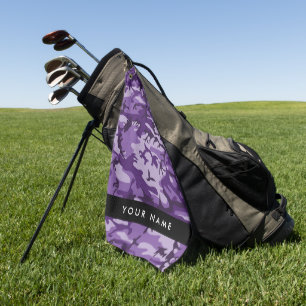 Purple Camouflage Your name Personalise Golf Towel