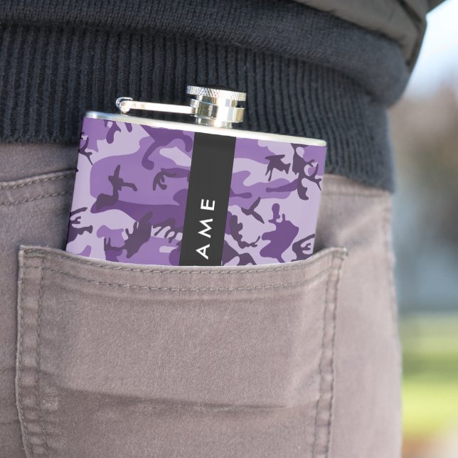 Purple Camouflage Your name Personalise Hip Flask (In Situ)