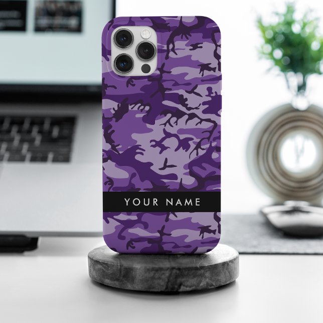 Purple Camouflage Your name Personalise iPhone Case (Creator Uploaded)