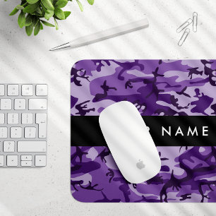 Purple Camouflage Your name Personalise Mouse Pad