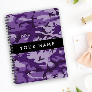 Purple Camouflage Your name Personalise Notebook