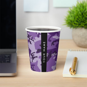 Purple Camouflage Your name Personalise Paper Cups