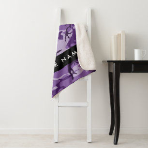 Purple Camouflage Your name Personalise Sherpa Blanket