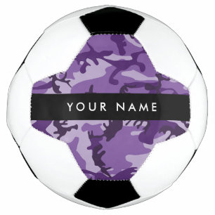 Purple Camouflage Your name Personalise Soccer Ball