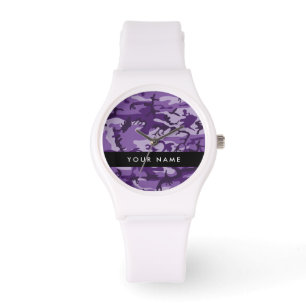 Purple Camouflage Your name Personalise Watch