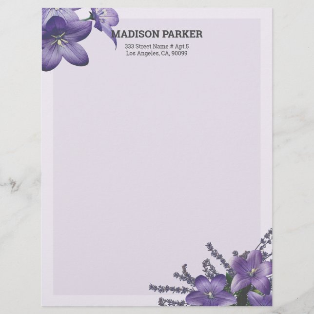 Purple Campanula  Letterhead (Front)