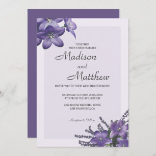 Purple Campanula Wedding Invitation