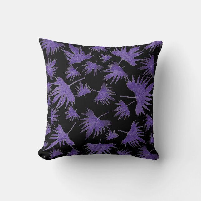 Purple Canary Vine Leaves Cushion (Front)