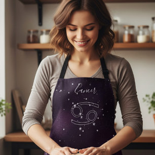 Purple Cancer Zodiac Sign Astrology Apron 