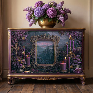 Purple Candle Ornate Gold Mirror Fantasy Castle Tissue Paper