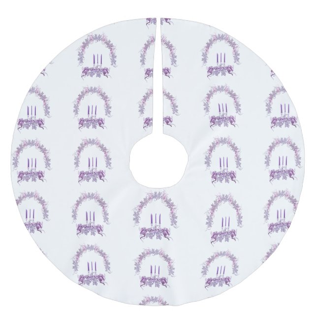 Purple Candles Brushed Polyester Tree Skirt (Front)