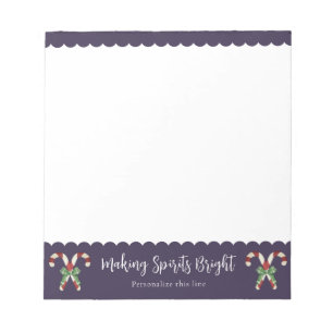 Purple Candy Cane Festive Holiday Personalised Notepad