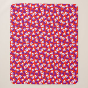 Purple Candy Corn on Red Halloween Sherpa Blanket