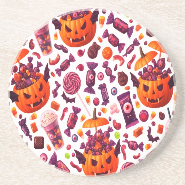 Purple Candy For Dracula Gothic Halloween Coaster (Front)