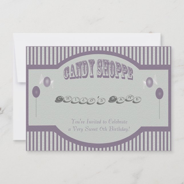 Purple Candy Shoppe Invitation (Front)