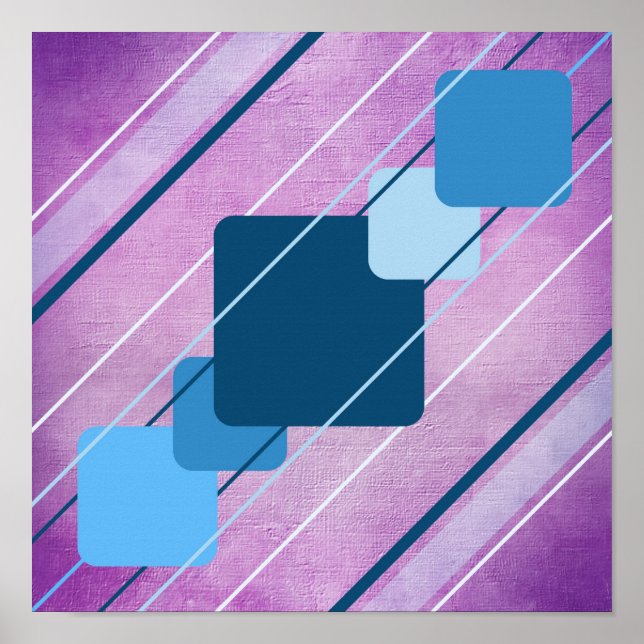 Purple Canvas Blue Geometric AP0010 Posters (Front)