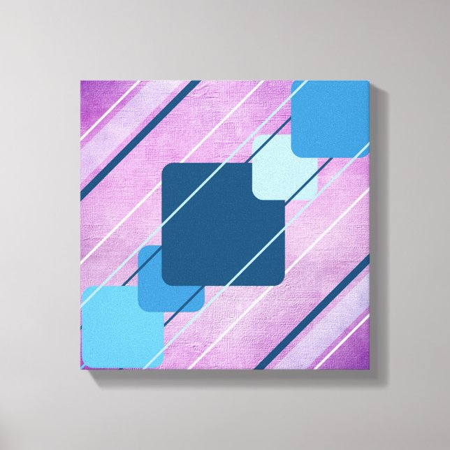 Purple Canvas Blue Geometric AP0010 Wrapped Canvas (Front)