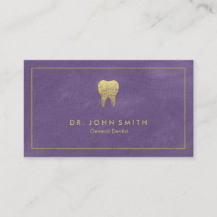 Purple Canvas Golden Frame & Tooth - Dentist Appointment Card