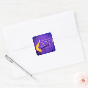 Purple Cap and Gown with Gold Tassel Square Sticker