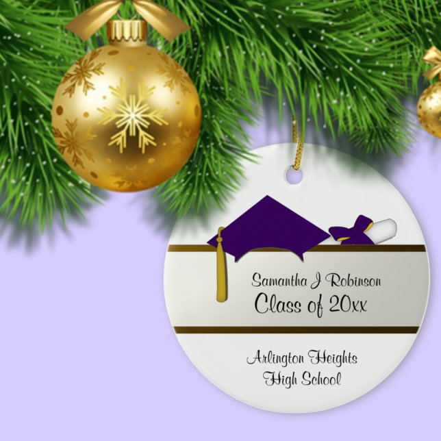 Purple Cap Graduation Ceramic Ornament (Creator Uploaded)
