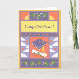 Purple cap graduation customisable card