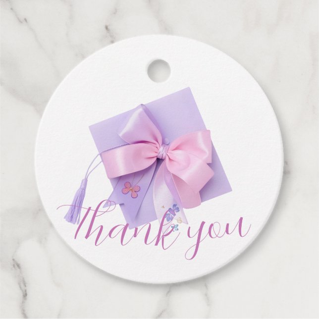 Purple Cap Graduation Party  Favour Tags (Front)