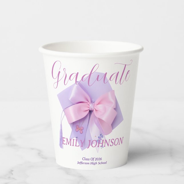 Purple Cap Graduation Party Paper Cup (Front)