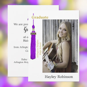 Purple Cap Graduation Photo  Announcement