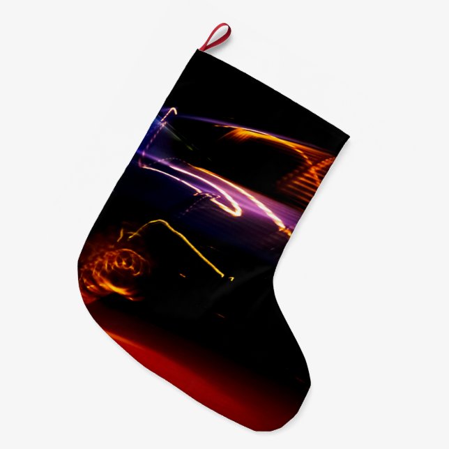 purple car dance large christmas stocking (Front (Hanging))
