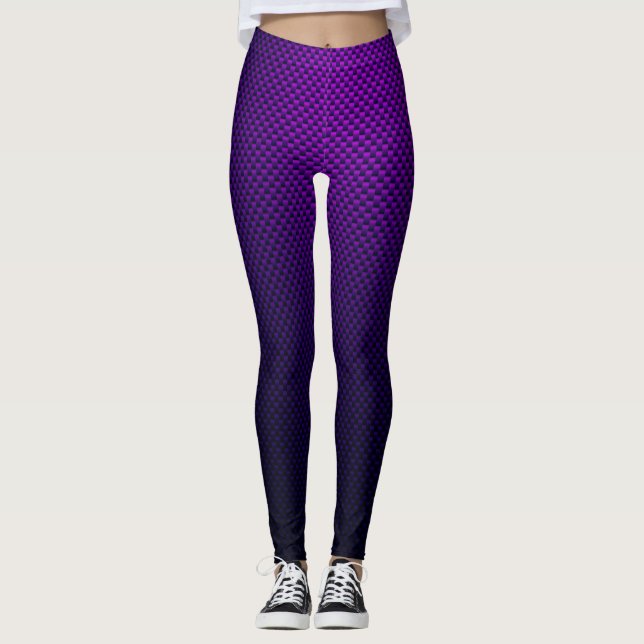 Purple  carbon fibre patterned leggings (Front)
