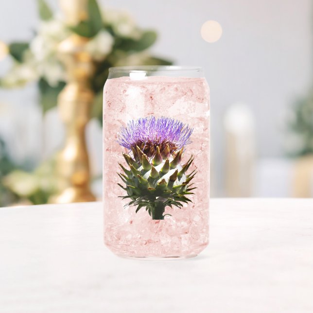 Purple Cardoon Thistle Floral Can Glass (Insitu (Wedding))
