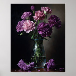 Purple Carnation Flowers Art Print Poster