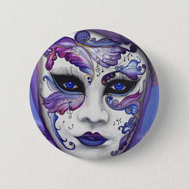 Purple Carnival Mask by PSOVART 6 Cm Round Badge (Front)