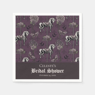 Purple Carousel Skeleton Horse Pattern Napkin