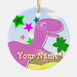 Purple Cartoon Dinosaur Ornament with Name