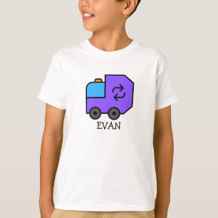 Purple Cartoon Garbage/Recycle Truck w/ Kids Name T-Shirt