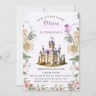 Purple Castle Fairytale Birthday Theme with Fairy Invitation