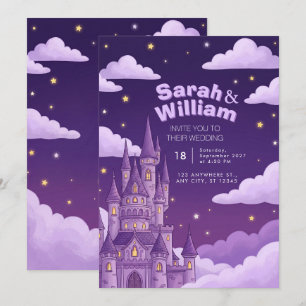 Purple Castle Fairytale Wedding Invitation