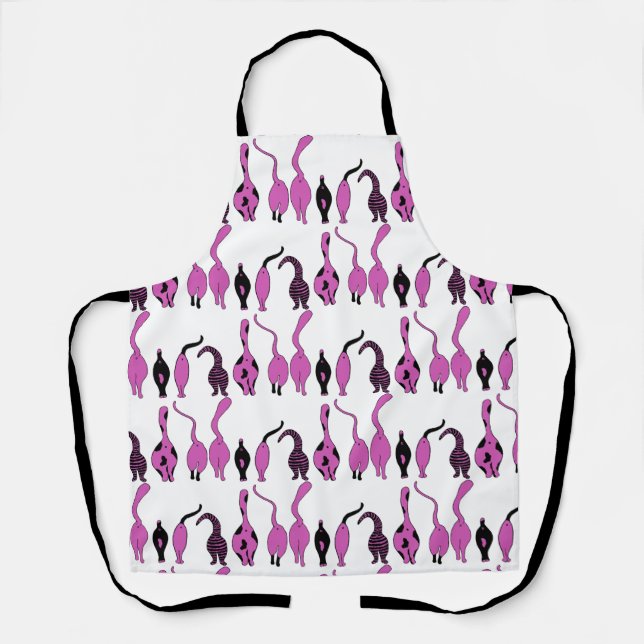 Purple Cat Butts Pattern Apron (Front)