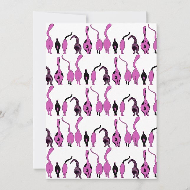 Purple Cat Butts Pattern Holiday Card (Front)