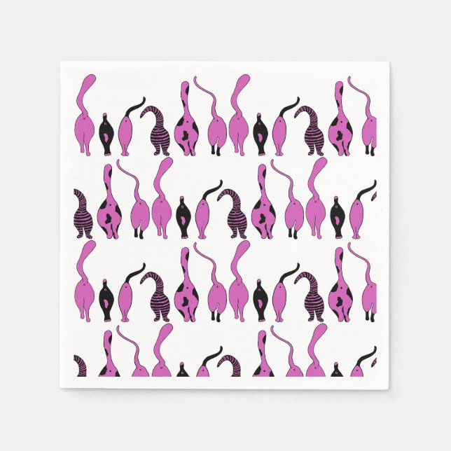 Purple Cat Butts Pattern Napkin (Front)