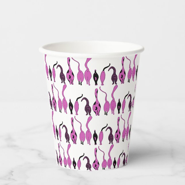 Purple Cat Butts Pattern Paper Cups (Front)