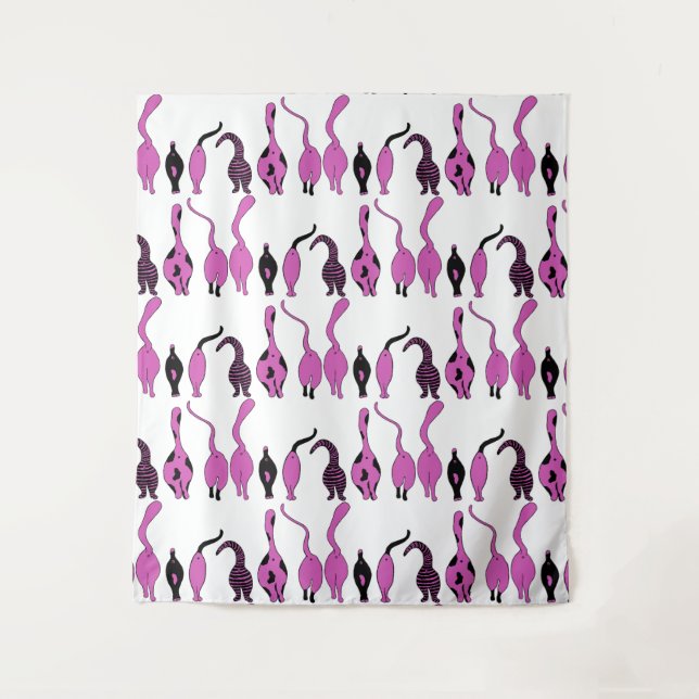 Purple Cat Butts Pattern Tapestry (Front)