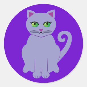 Purple Cat Classic Round Sticker