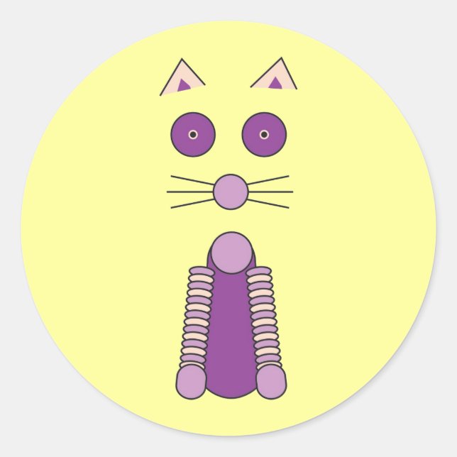 Purple CAT Classic Round Sticker (Front)