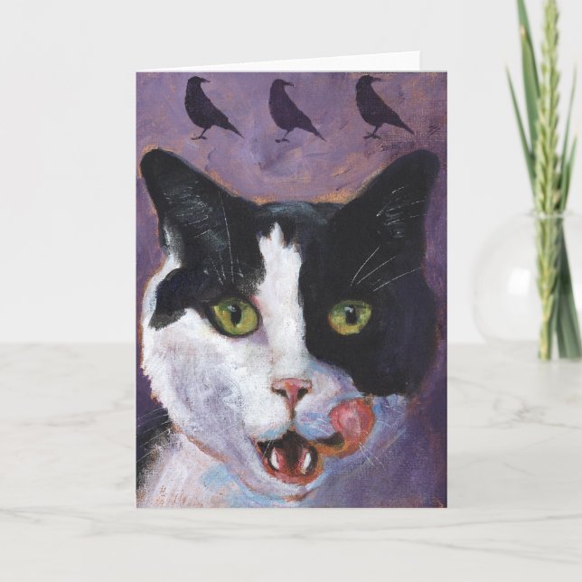 Purple Cat Greeting Card (Front)