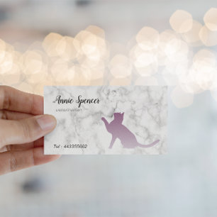 Purple cat in marble  -  veterinarian business card