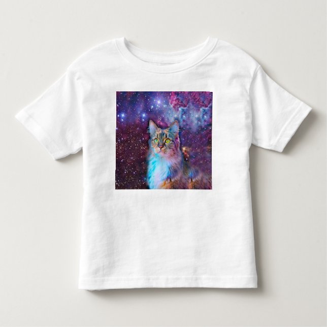 Purple cat in space toddler T-Shirt (Front)